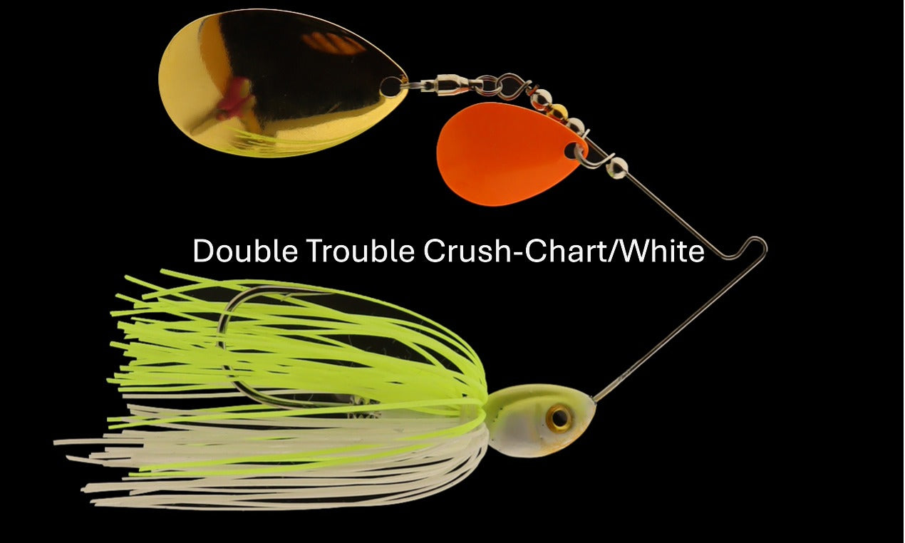 Treeshaker Double Trouble Spinnerbaits 1/2 oz / Chart/White 103 / Double Trouble Crush