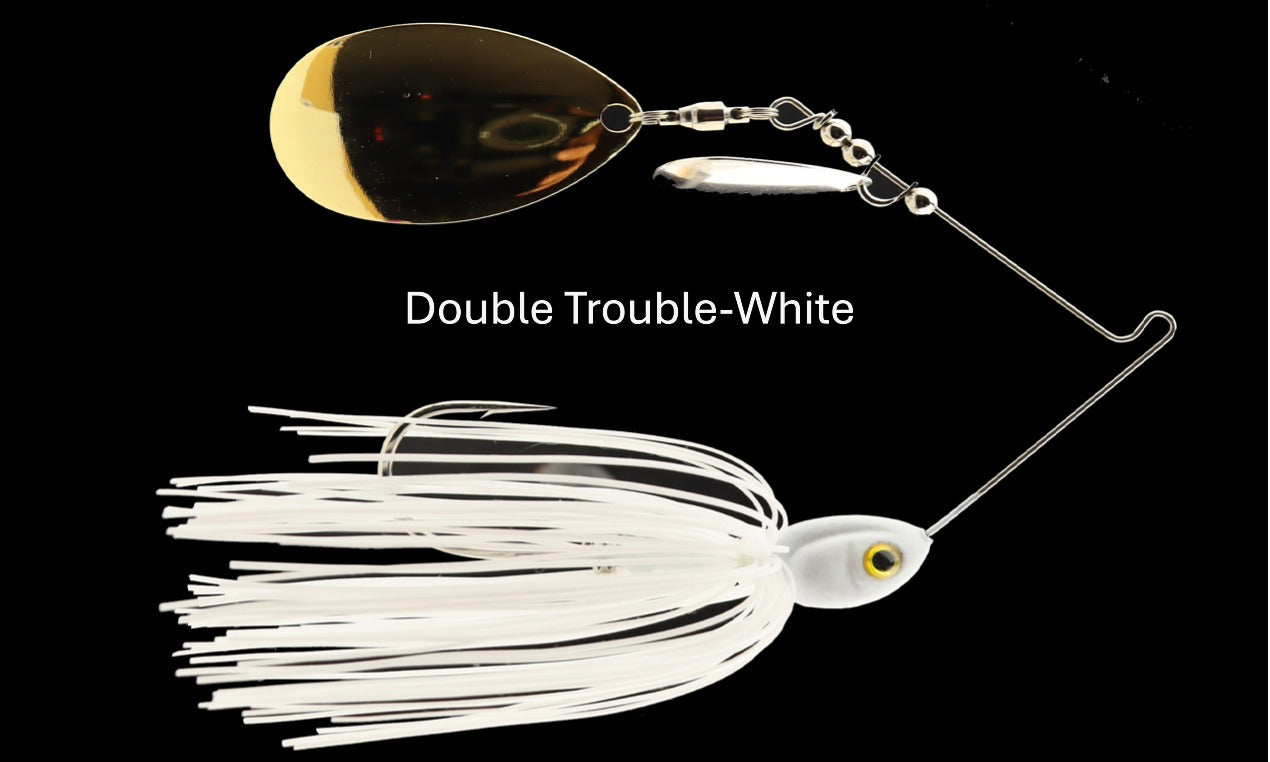 Treeshaker Double Trouble Spinnerbaits 3/8 oz / White / Double Trouble