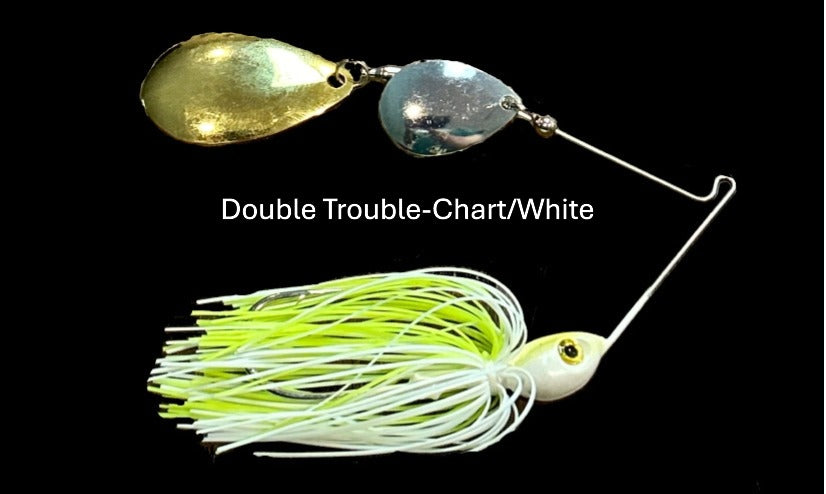 double spinner fishing lures Treeshaker Double Trouble Spinnerbaits 3/8 oz / Chart/White 103 / Double Trouble